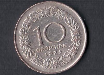 Mince: 10 Groschen Rakousko 1925
