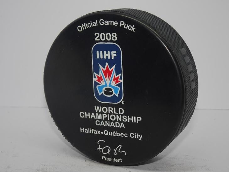 původní originál GAME PUCK zápasový IIHF HOKEJ PUK MS 2008 KANADA