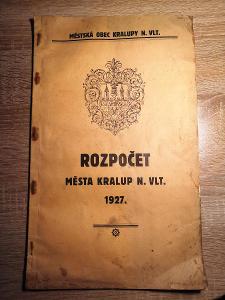 Rozpočet města Kralup nad Vltavou, 1927