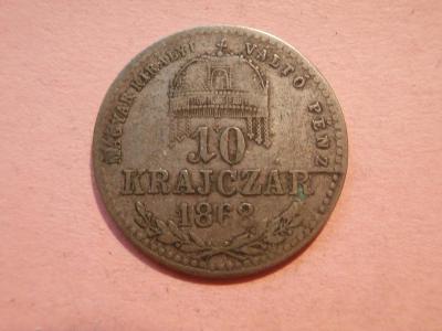 10 Krejcar 1868 KB , VZÁCNĚJŠÍ !!! PĚKNÝ , patina , prasklé razidlo