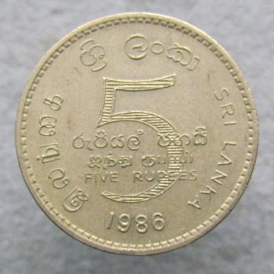 Srí Lanka 5 rupií 1986