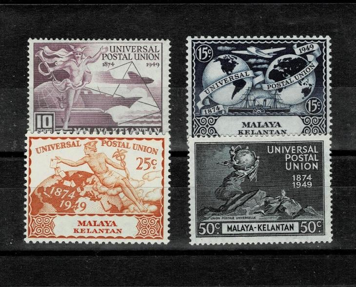 Malaya - KELANTAN 1949 U.P.U. Mi 136/9* - Nr.171 - Filatelie