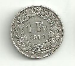 1 Frank Švýcarsko 1914  stříbro - Numizmatika