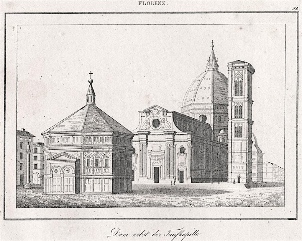 Firenze San Giovanni, Le Bas, oceloryt 1840 - Mapy a veduty Evropa