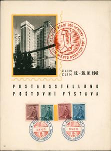 4A62 Příležitostný tisk Zlín město bot, poštovní výstava 1942