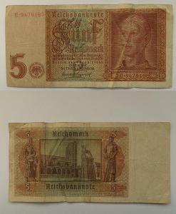 Funf Reichsmark (5 říšských Marek) rok 1942 serie  E.9478190