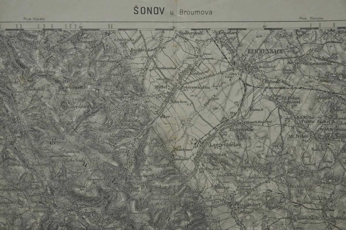 ŠONOV U BROUMOVA - BROUMOVSKÝ VÝBĚŽEK - VOJENSKÁ MAPA - 1919 - Staré mapy a veduty