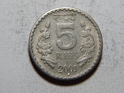 Indie 5 Rupees 2001 tečka XF č23948