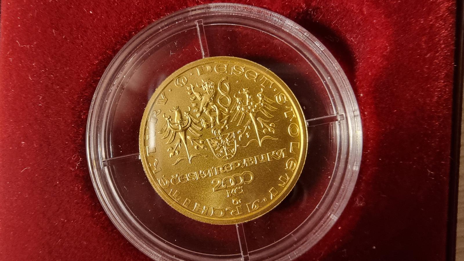 PZM - Zlatá mince 2000Kč rotunda ve Znojmě 2001 BK. RRR! - Numismatika
