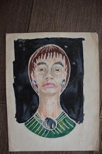 Obraz-portrét ženy,kombin.technika