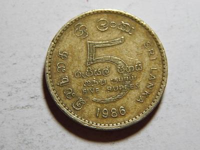 Srí Lanka 5 Rupees 1986 VF č23739