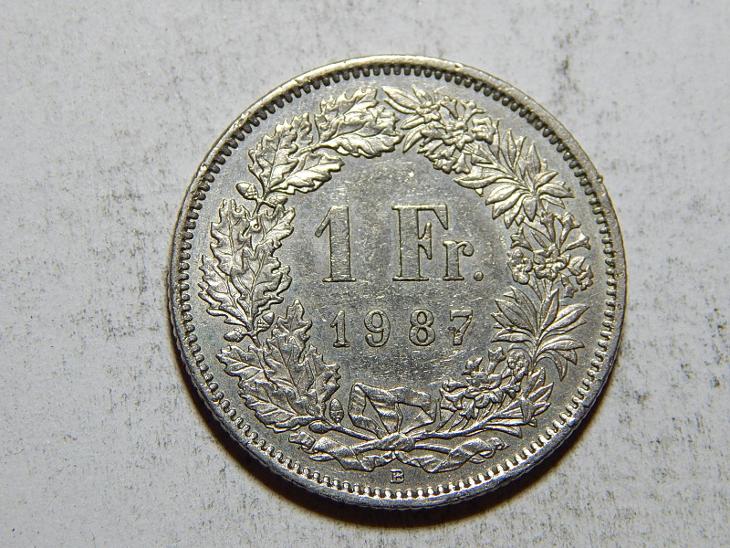 Švýcarsko 1 Franc 1987B XF č23922 