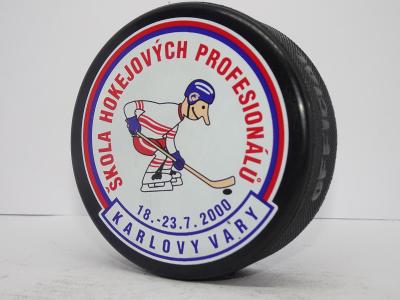 KARLOVY VARY 2000 památeční hokejový puk HOCKEY PROFESIONAL CAMP 