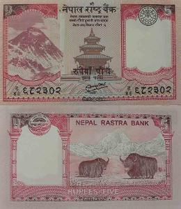 Nepál 5 rupií P69  UNC