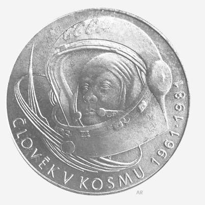 Stříbrná mince100 Kčs 20.výročí prvního letu do vesmíru 1981,Perfektní