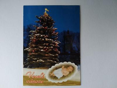Pohlednice Miminko Mimino Dítě Ježíšek Vánoční strom Vánoce Zima