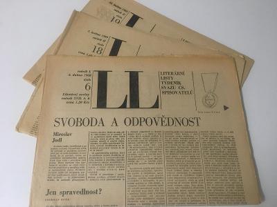 Týdenník svazu čs.spisovatelů -LITERÁRNÍ LISTY-1968 a 1969 - RARITA !