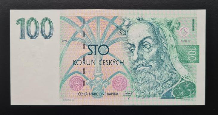 100 Kč 1993, serie A 32, stav 1. - Bankovky