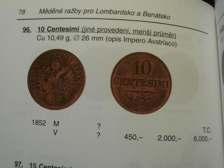 10 Centesimi 1852 V ,  VZÁCNÝ !!! STAV ! - Numismatika