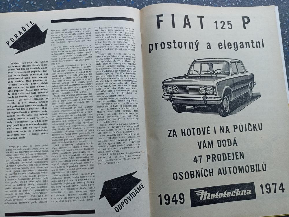 Za volantem 1974/9 Tatra 813 Škoda 706 Ferona Fiat 125p GAZ autoškola - Motoristická literatura