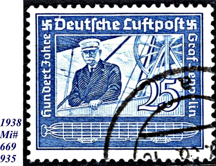 DR 1938, letecká, hrabě Zeppelin ve vzducholodi - Známky Evropa