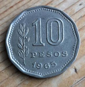 ARGENTINA 10 PESOS 1965 XF
