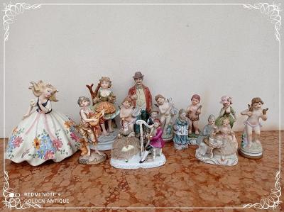 *** Luxusní porcelánový zdobený soubor barokních sošek 13 kusů ***