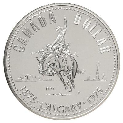 STŘÍBRA MINCE CANADA CALGARY MUSTANG 1 DOLLAR 1975