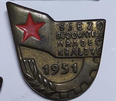 P113 Odznak Sjezd budovatelů Hradec Králové 1951  -  1ks