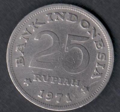 Mince: Indonésie 25 rupií/rupies 1971