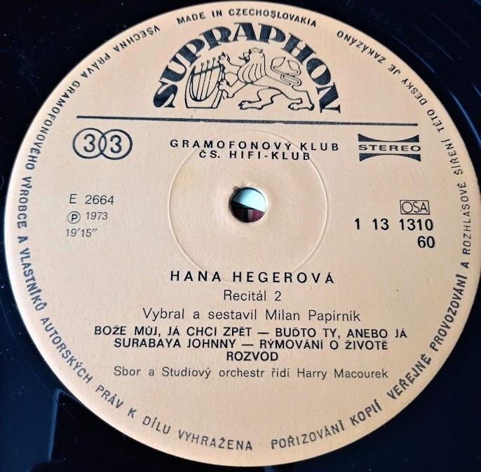 Hana Hegerová – Recitál 2 (1973 + příloha 16 stran) - Hudba