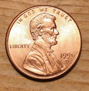 USA ONE CENT 1996 D XF-UNC