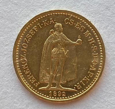 Rakousko Uhersko FJI. zlatá 10 koruna uherská 1892 KB originální ražba