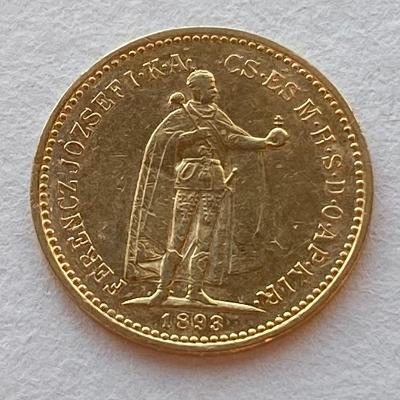 Rakousko Uhersko FJI. zlatá 10 koruna uherská 1893 KB originální ražba