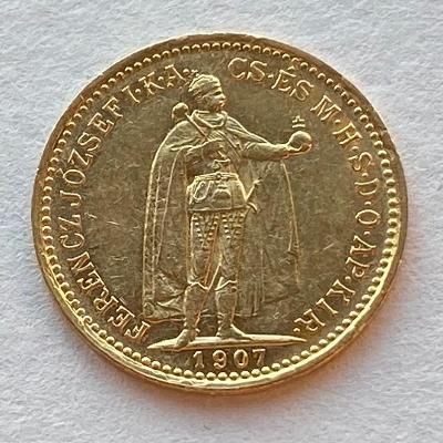 Rakousko Uhersko FJI. zlatá 10 koruna uherská 1907 KB originální ražba