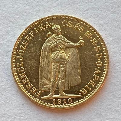 Rakousko Uhersko FJI. zlatá 10 koruna uherská 1910 KB originální ražba