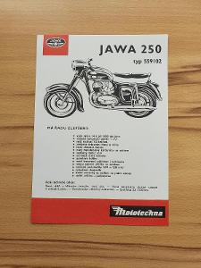 Prospekt leták Technické údaje Jawa 250 typ 559/02 Mototechna