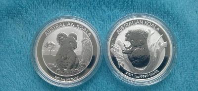 Investiční stříbro - Koala- 1oz 2017 a 2021