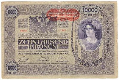 10.000 Kronen 1918, série 1281, Rakousko-Uhersko (přetisk DO)