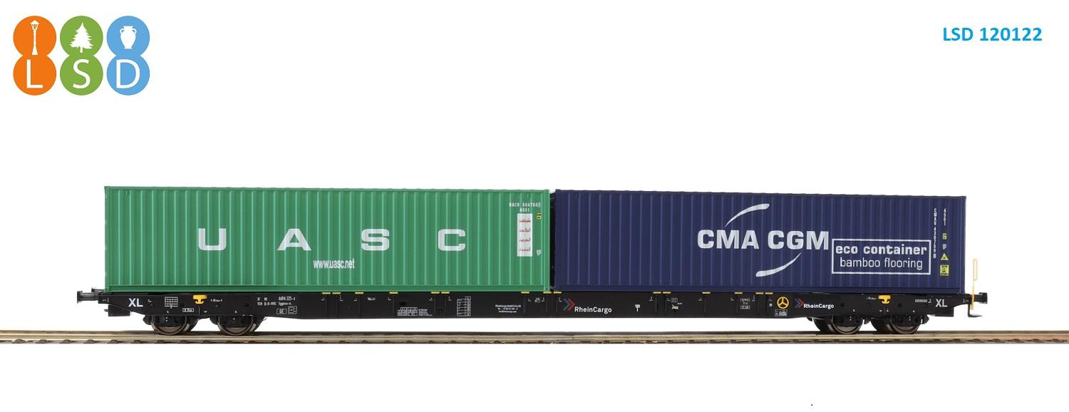 z120122 H0 - nákladné vozidlo Sggnss Rhein Cargo UASC + CMA-CGM - Modelové železnice