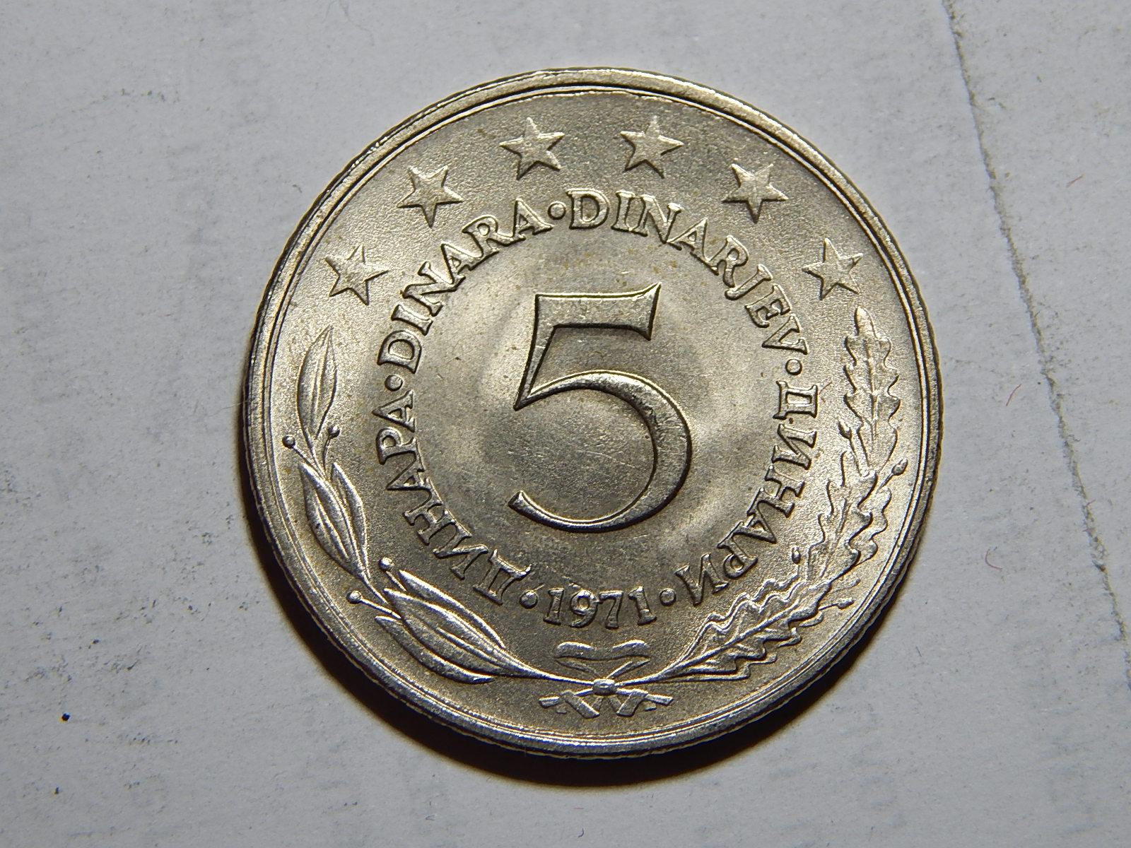 Juhoslávia 5 Dinars 1971 UNC č12152 - Numizmatika