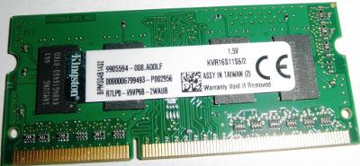 KINGSTON KVR16S11S6/2,1.5V, DDR3, 1600 MHz, záruka