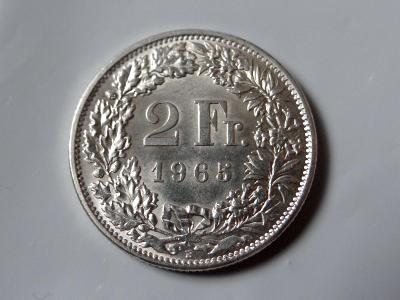2 Franc 1965 B, stříbro.