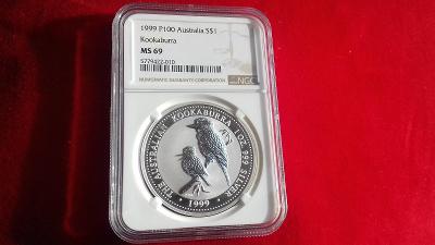 Mince 1 oz Austrálie stříbro Kookaburra