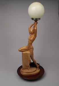 ART-DECO - Starožitná originální figurální lampička s postavou ženy