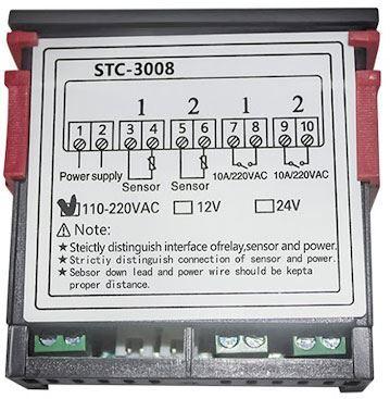 Digitální termostat duální - KETOTEC-3008 rozsah -55°C~120°C, 230V AC - Stavebniny