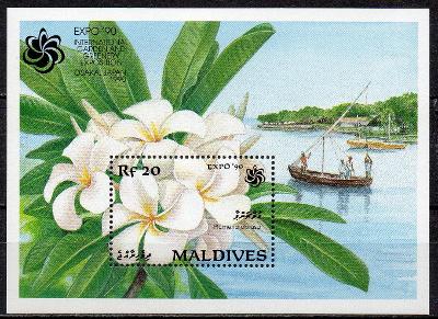 Maledivy-Flóra 1990**  Mi.Bl.173 / 5 €