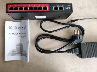 PoE Switch 8 portový RJ45 IEEE 802.3 af/at 