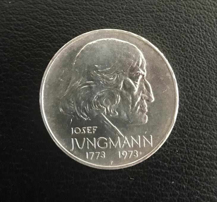 Stříbrná mince 50Kčs  1973 - JOSEF JUNGMANN,Perfektní stav - Numismatika Česko