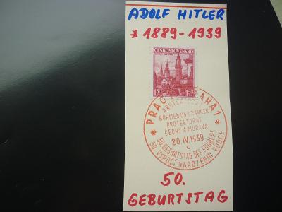 50 GEBURTSTAG ADOLF HITLER 1939 PRAG PR SST WAR IIWW !!!!!!!! RR